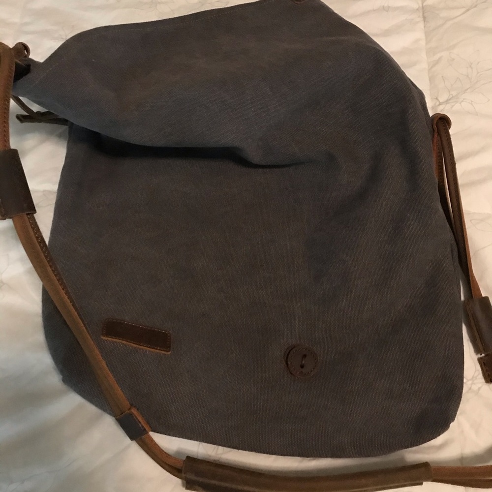 BN beautiful canvas fold over bag with leather